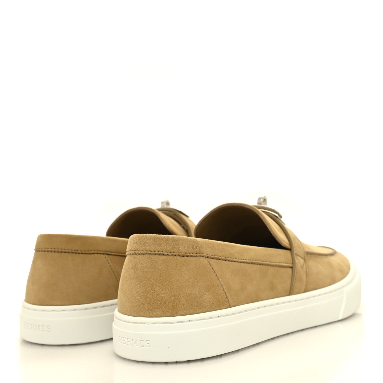 Hermes Suede Calfskin Mens Game Slip On Sneakers 42 Beige Albâtre 4 of 9