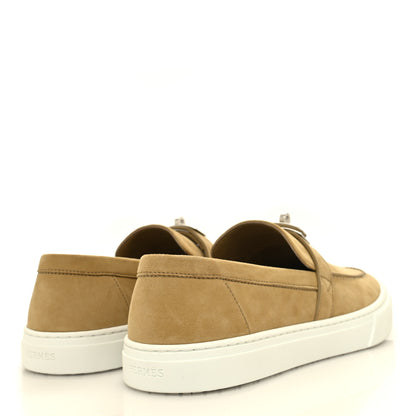 Hermes Suede Calfskin Mens Game Slip On Sneakers 42 Beige Albâtre 4 of 9