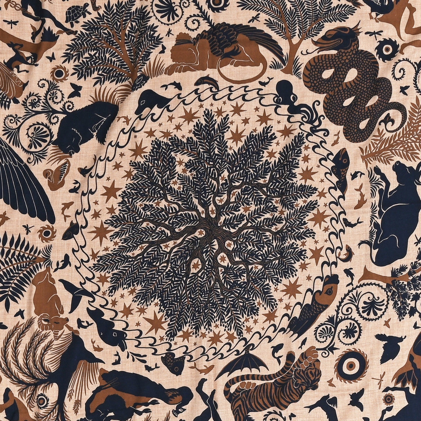 Silk Sous Le Charme d'Orphee Double Face Scarf 140 Caramel Caban Noisette