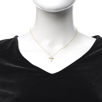 Tiffany 18K Yellow Gold Diamond Small Cross Pendant Necklace 2 of 6