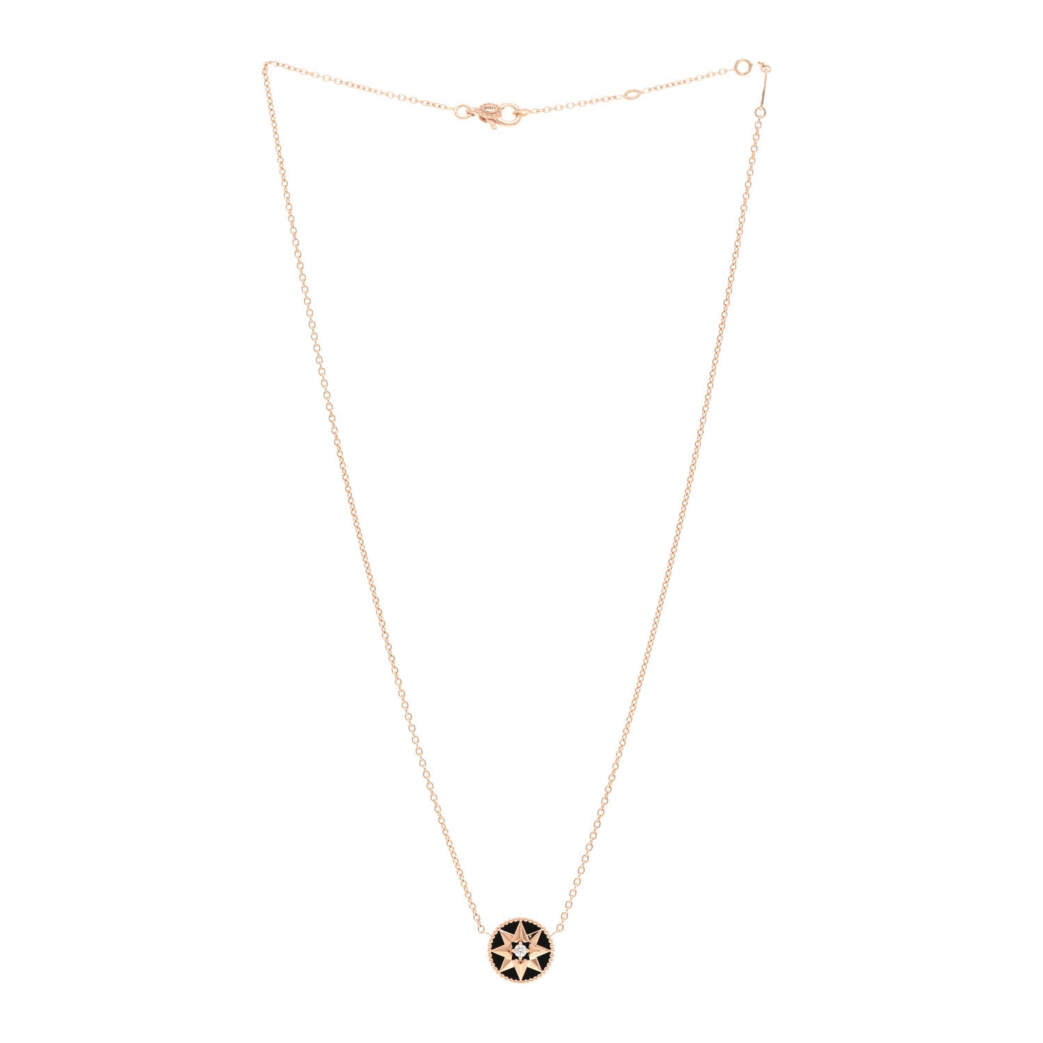 Christian Dior 18K Rose Gold Diamond Black Onyx Rose Des Vents Necklace 3 of 6