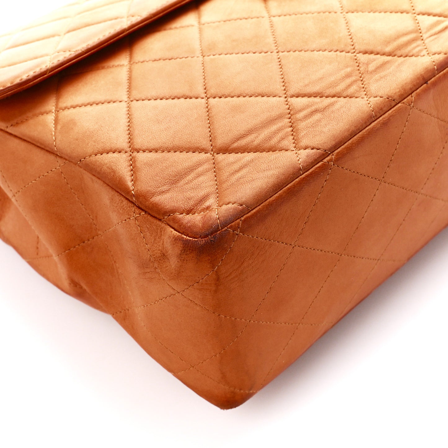 Lambskin Quilted Jumbo Single Flap Beige