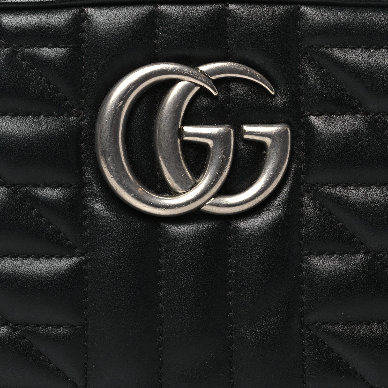 Gucci Calfskin Matelasse Aria Small GG Marmont Chain Shoulder Bag Black 8 of 11