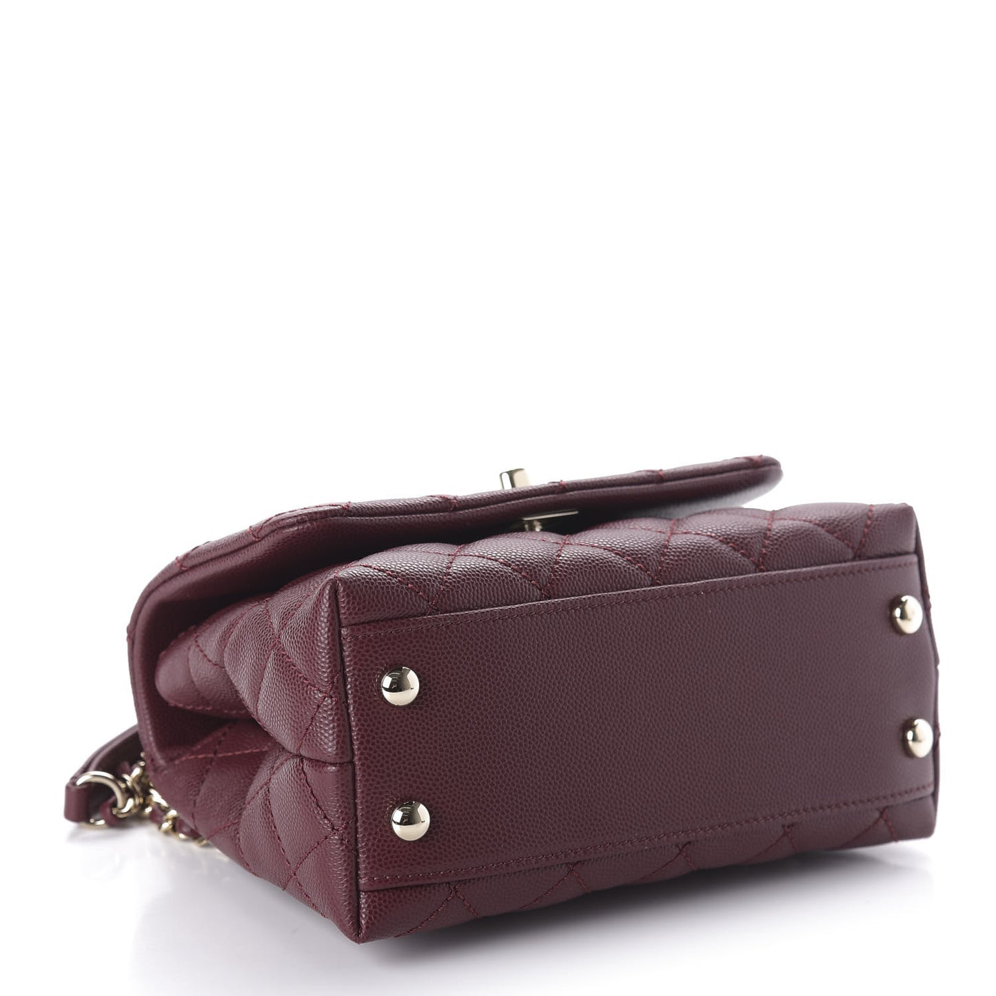 Caviar Quilted Extra Mini Coco Handle Flap Burgundy