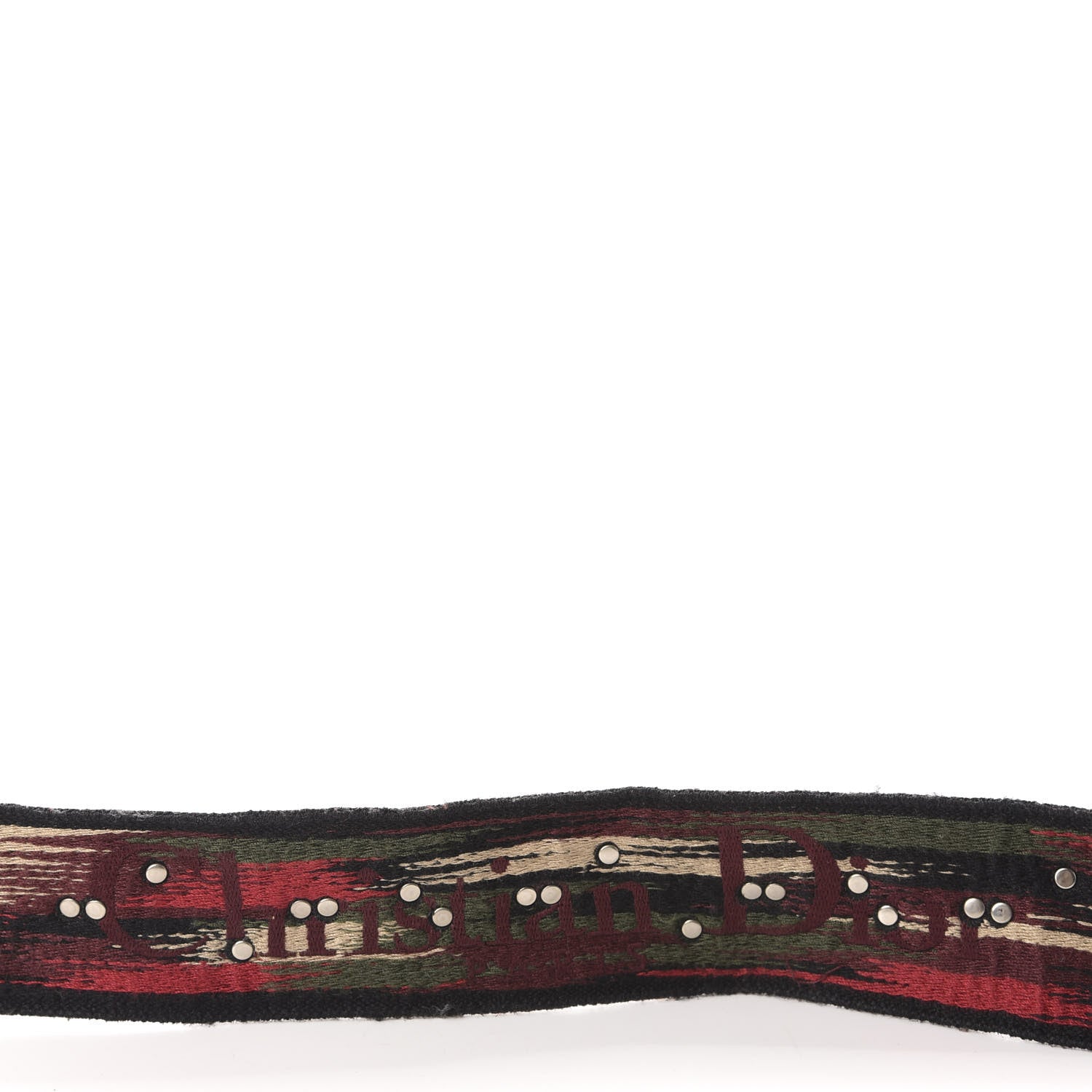 Christian Dior Canvas Embroidered Studded Bohemian Shoulder Strap Red 4 of 5