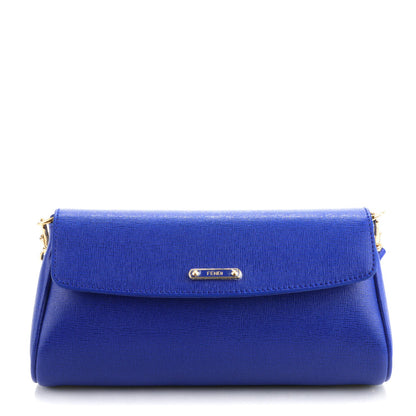 Fendi Vitello Elite Flap Crossbody Bag Blue Neon 1 of 8