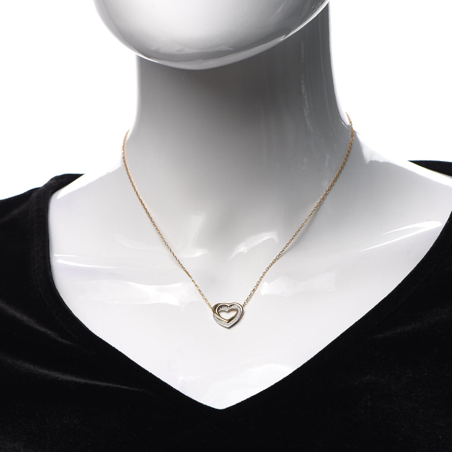 18K Pink Yellow White Gold Diamond Trinity Heart Pendant Necklace