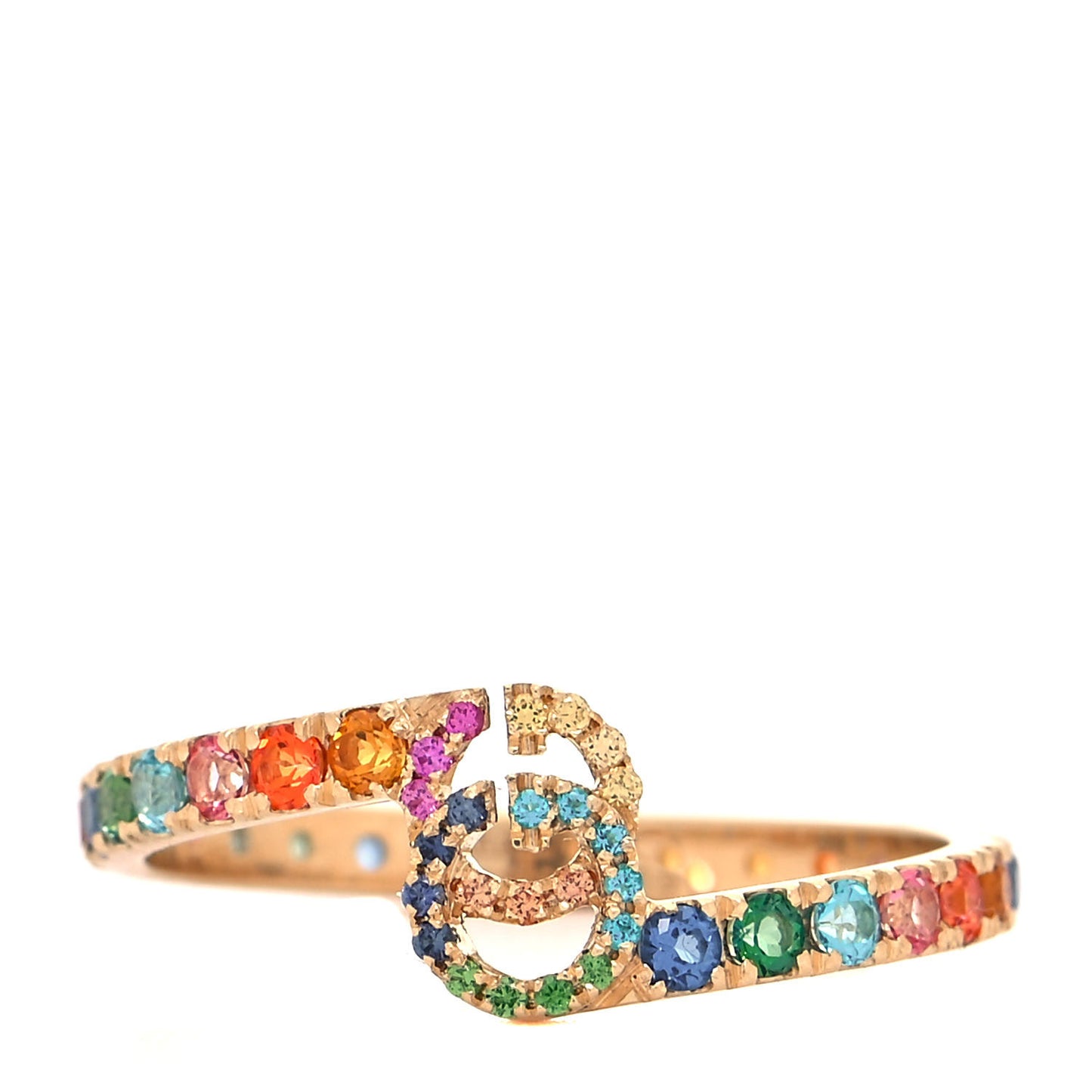 18K Yellow Gold Mixed Gemstone Running GG Ring 53 6.5