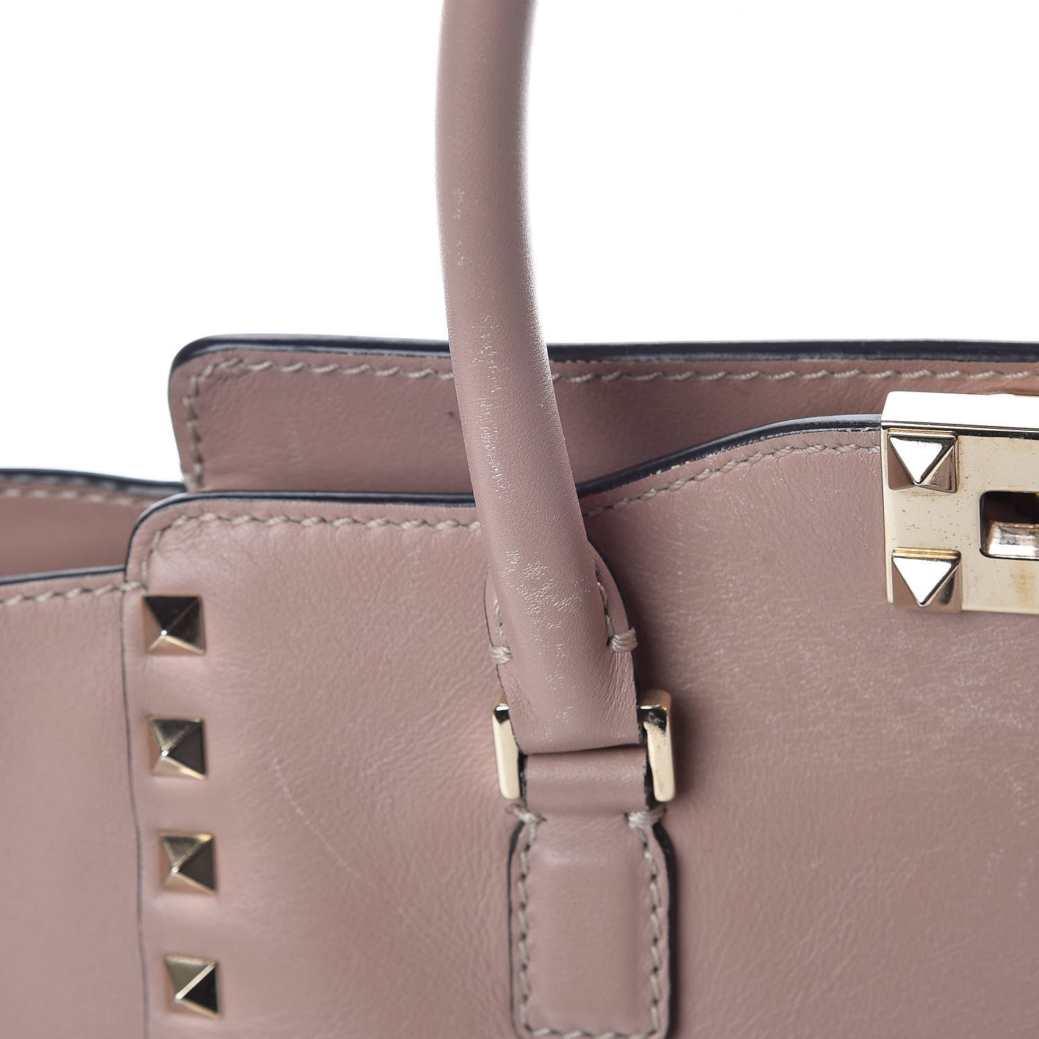 Valentino Garavani Vitello Small Rockstud Double Handle Tote Poudre 9 of 26