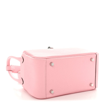 Hermes Taurillon Clemence Verso Mini Lindy 20 Rose Sakura Gris Perle 4 of 11
