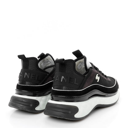 Chanel Fabric Suede CC Sneakers 39 Black Dark Grey 5 of 10