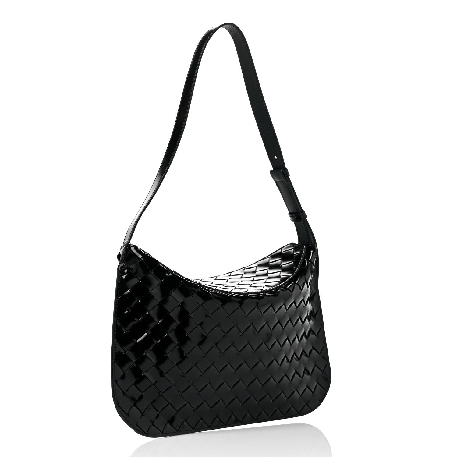 Bottega Veneta Patent Intrecciato Shoulder Bag Black 3 of 10