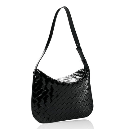 Bottega Veneta Patent Intrecciato Shoulder Bag Black 3 of 10