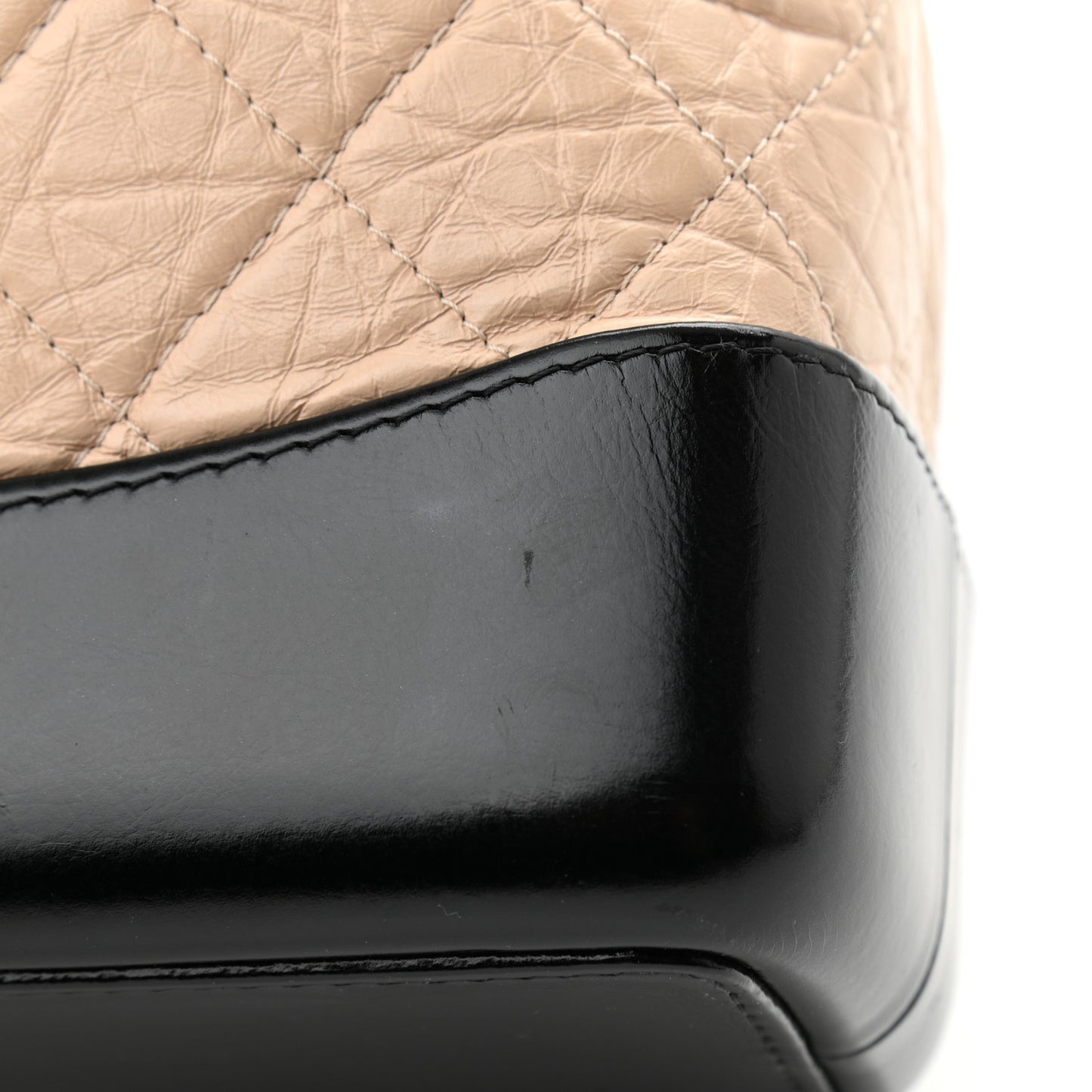 Aged Calfskin Quilted Small Gabrielle Backpack Beige Black