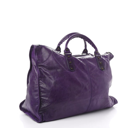 Balenciaga Agneau Classic Hardware Weekender Eggplant 3 of 7