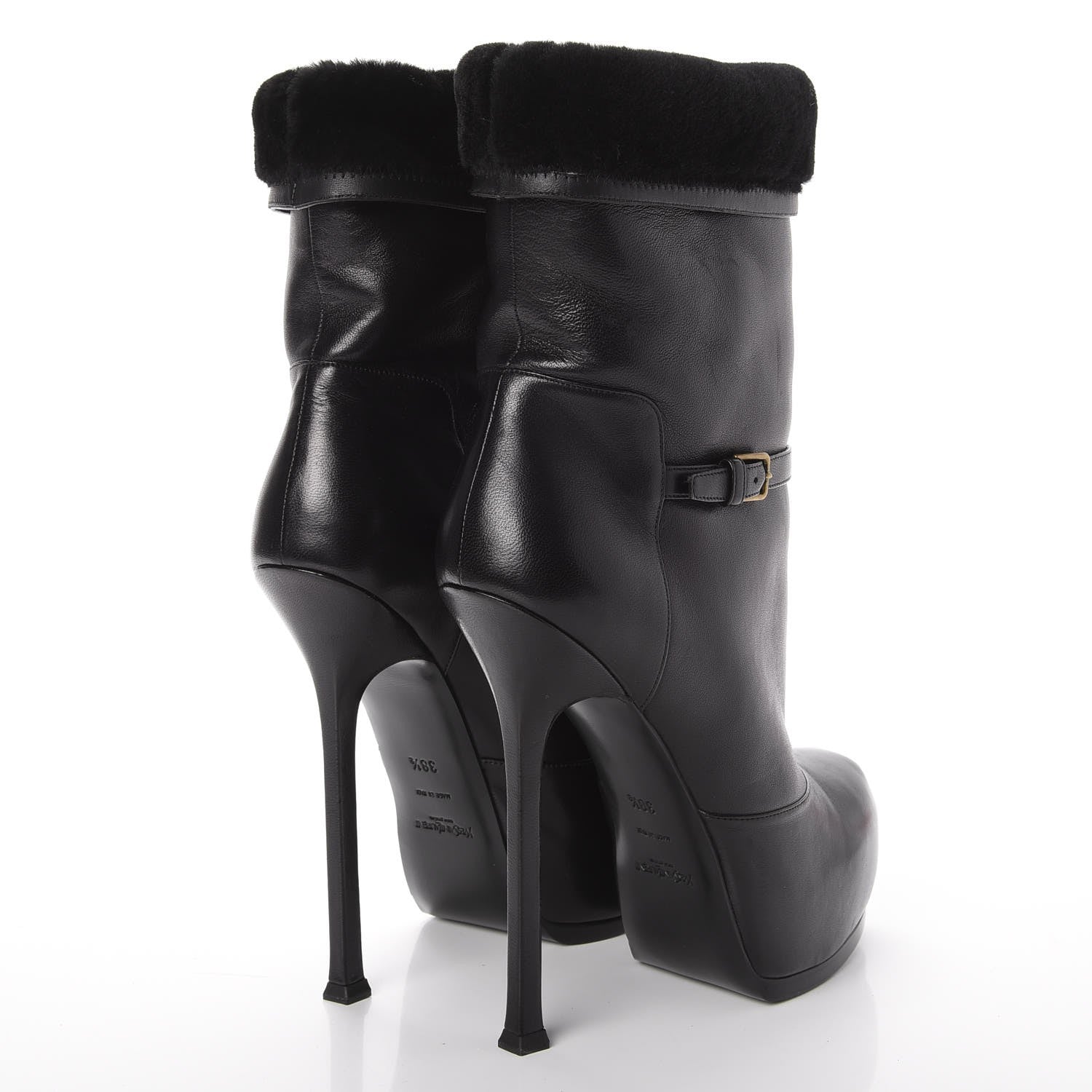 Saint Laurent Nappa Shearling Tribtoo 105 Platform Boots Black 8 of 15