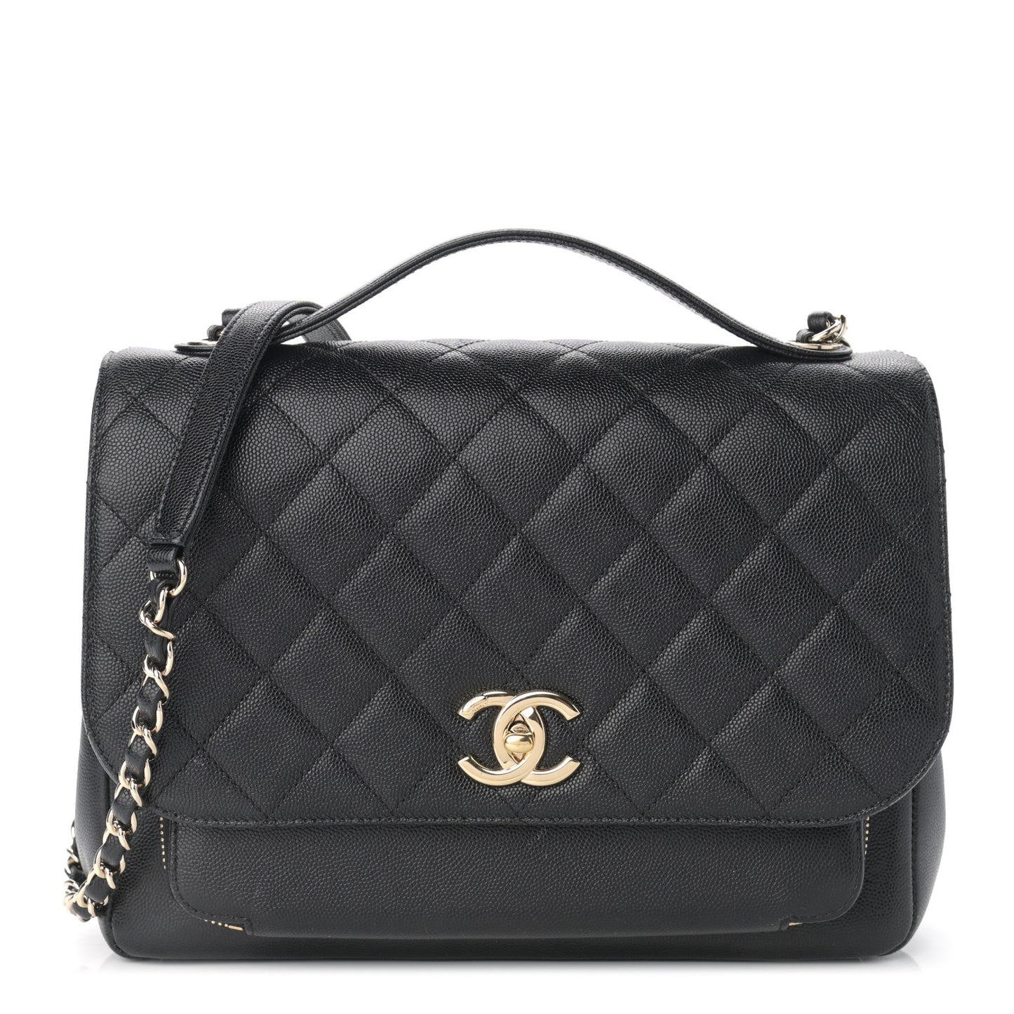 Caviar Quilted Large Business Affinity Flap Black