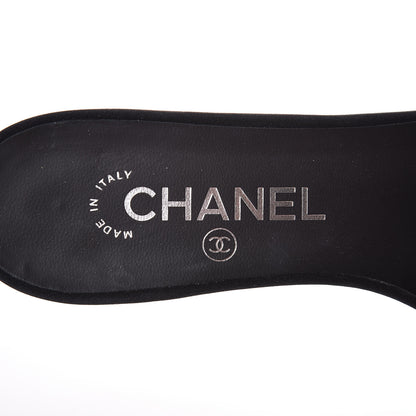 Chanel Satin Pearl Flat Sandals 39 Black 6 of 12