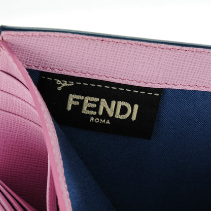 Fendi Vitello Elite Crystal Eye Monster French Wallet Cobalt Lavender Pink 8 of 9