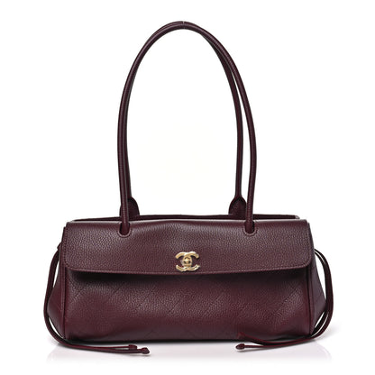 Chanel Grained Calfskin Stitched Urban Essentials Small Shopping Bag Burgundy 1 of 11