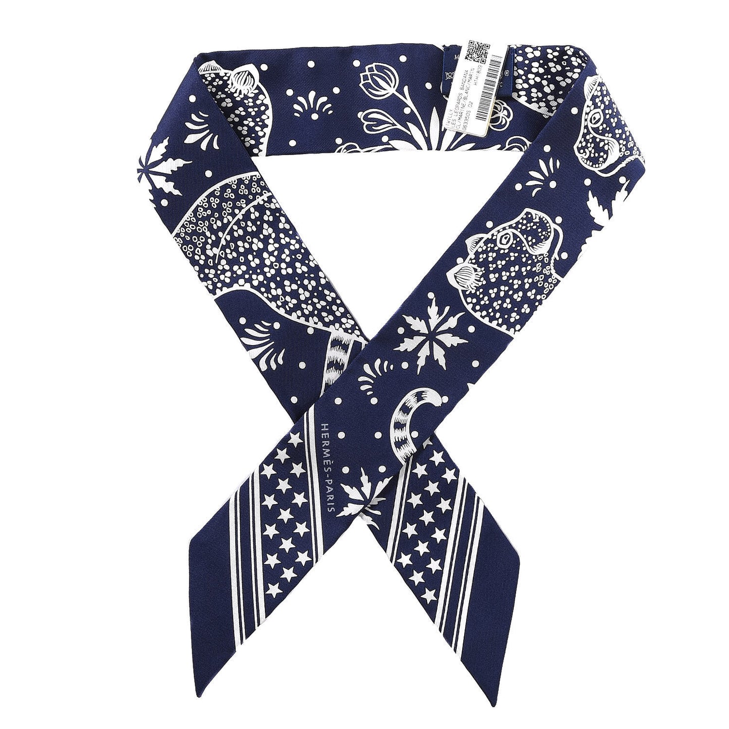 Silk Les Leopards Twilly Marine White