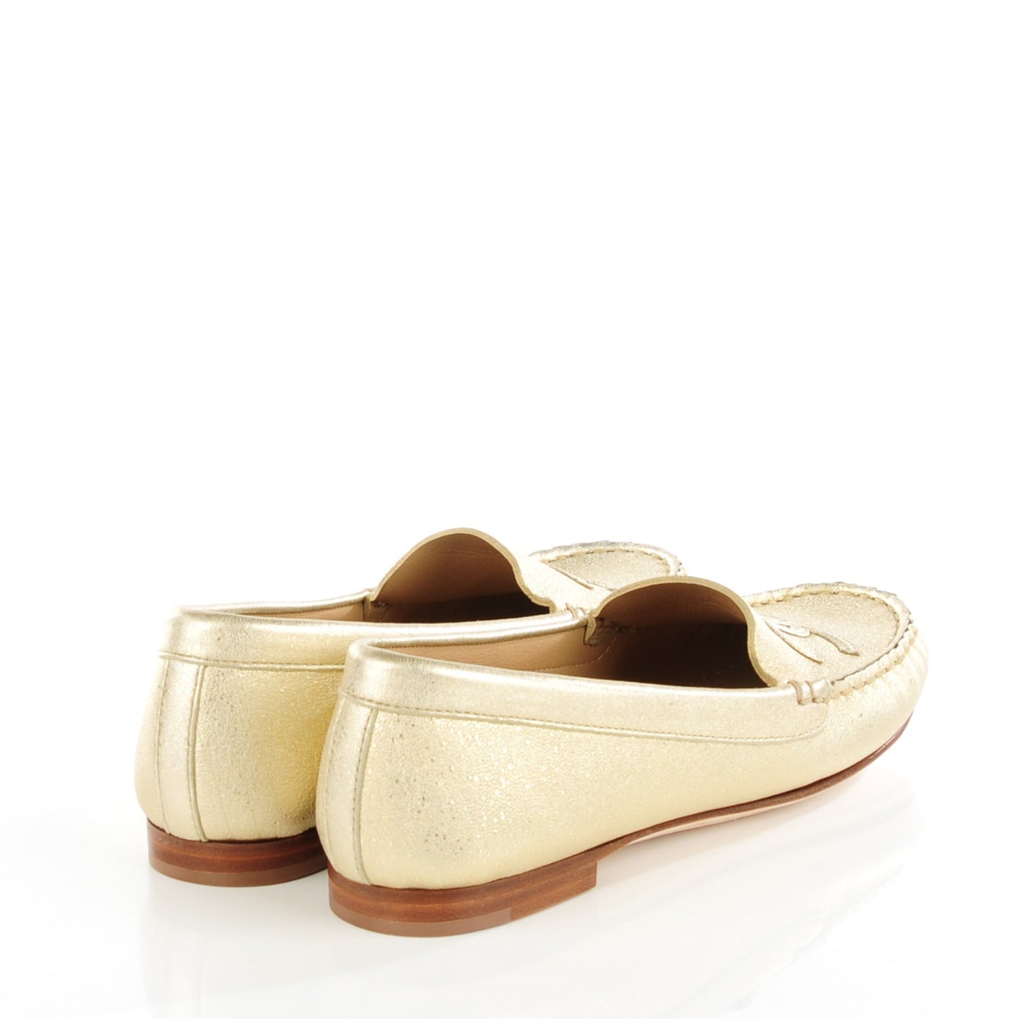 Metallic Calfskin CC Loafers 35 Gold
