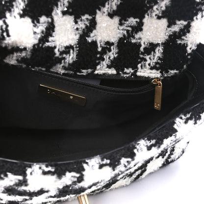 Chanel Tweed Quilted Medium Chanel 19 Flap Black Ecru White 4 of 4
