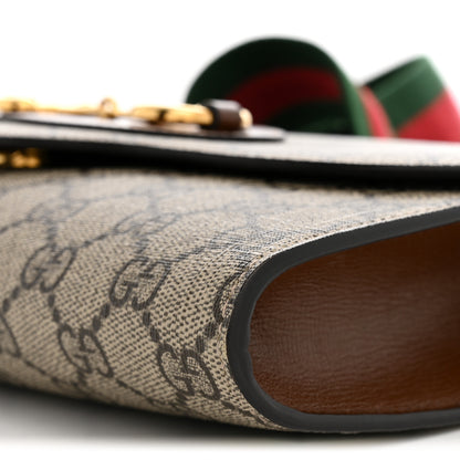 Gucci GG Supreme Monogram Azalea Calfskin Web Small Horsebit 1955 Crossbody Bag Beige Ebony Brown Sugar 10 of 10