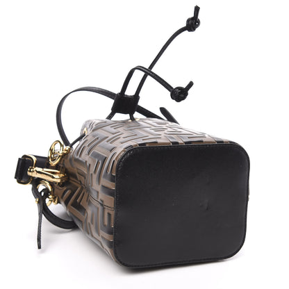 Fendi Vitello Liberty F is Fendi Bi-Color FF 1974 Embossed Mini Mon Tresor Bucket Bag Maya Black 4 of 10