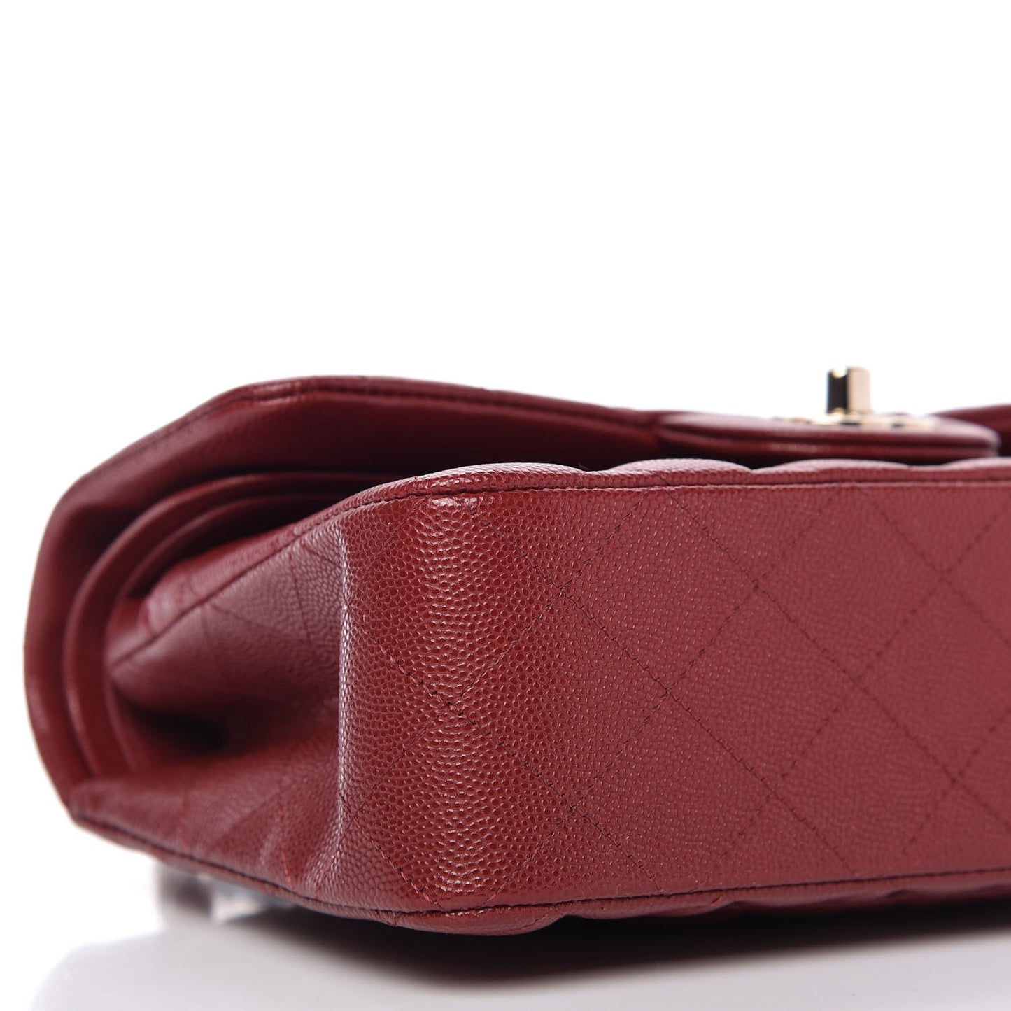 Caviar Quilted Small Double Flap Dark Red
