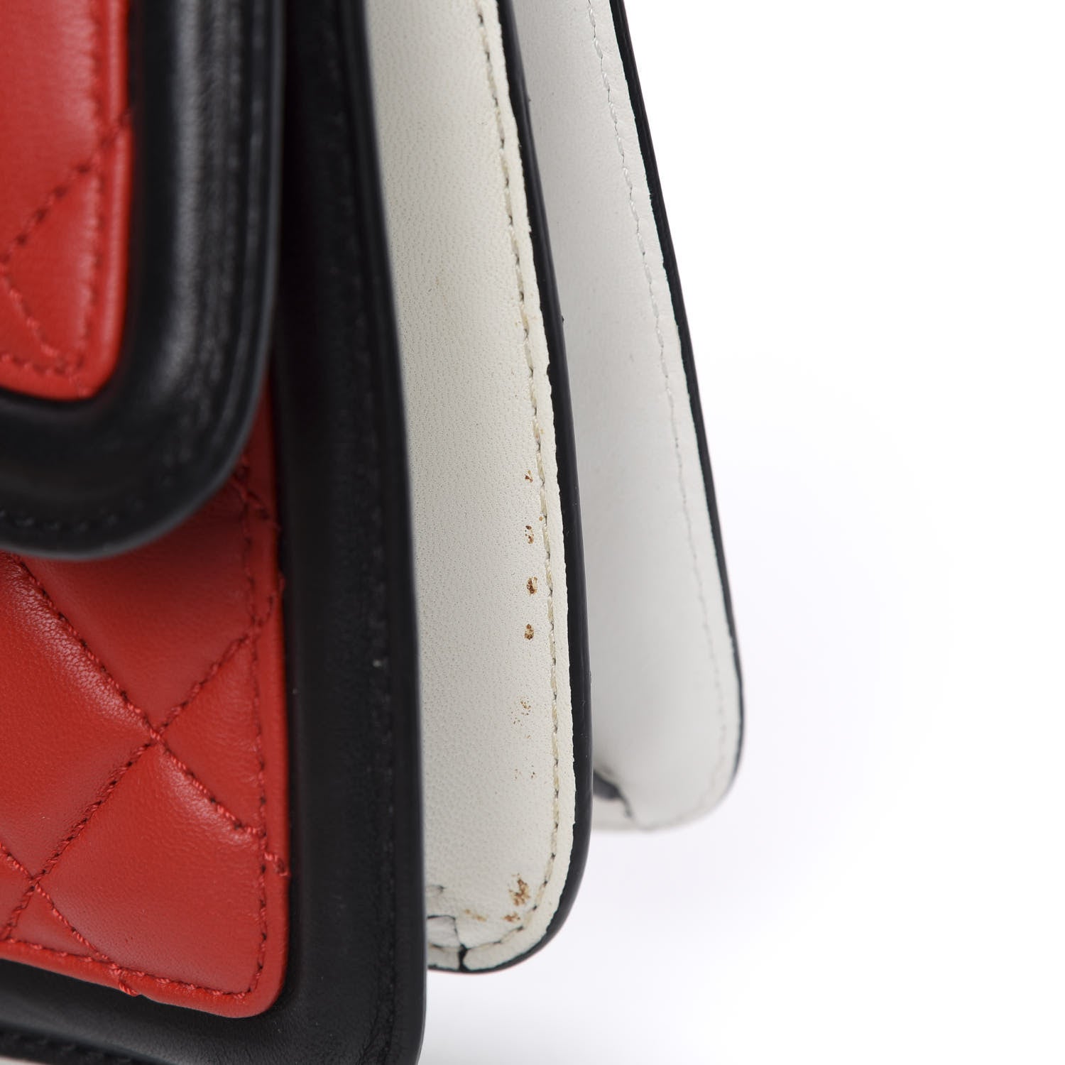 Chanel Lambskin Quilted Tri-Color Flap Red White Black 11 of 13