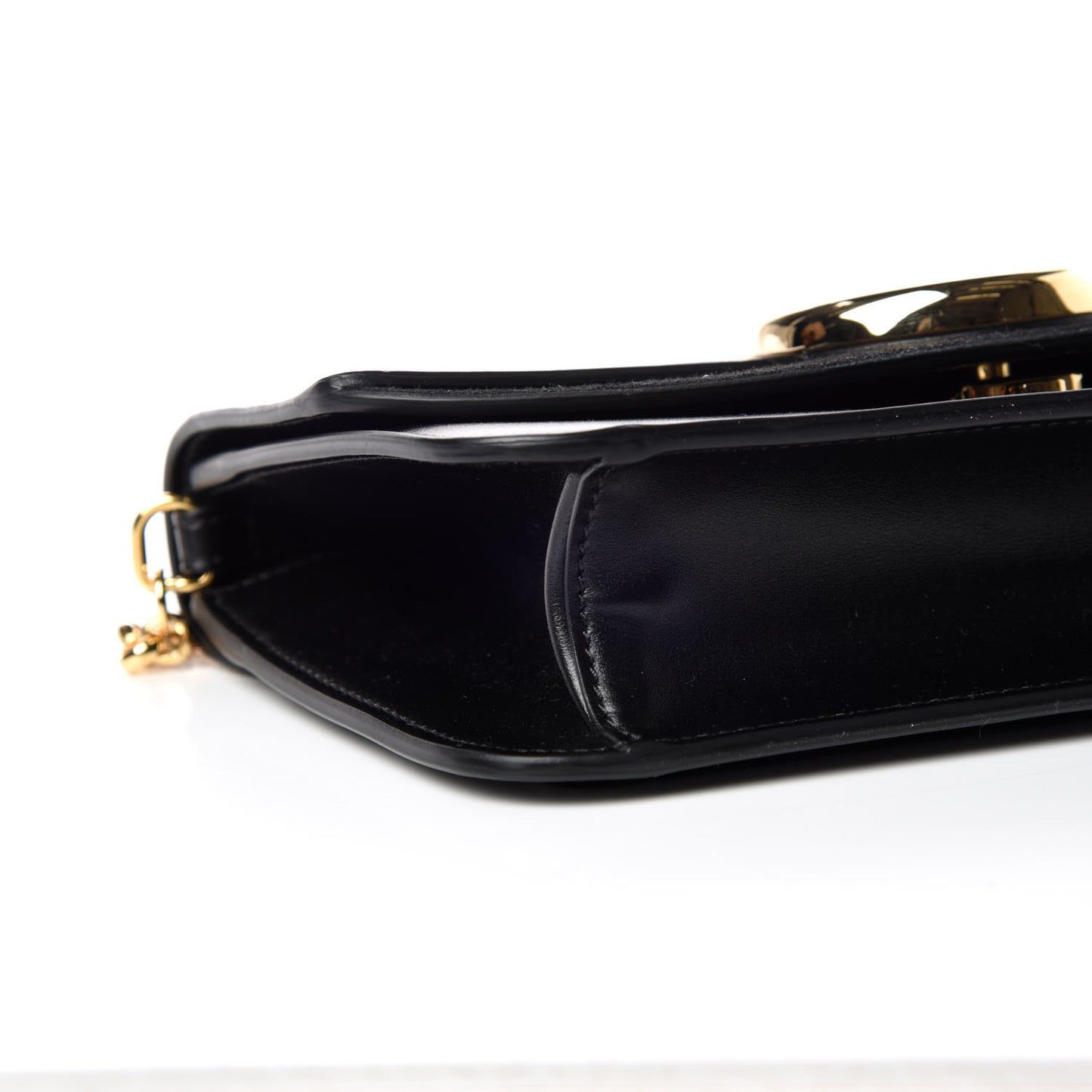 Calfskin Suede C Clutch With Chain Black