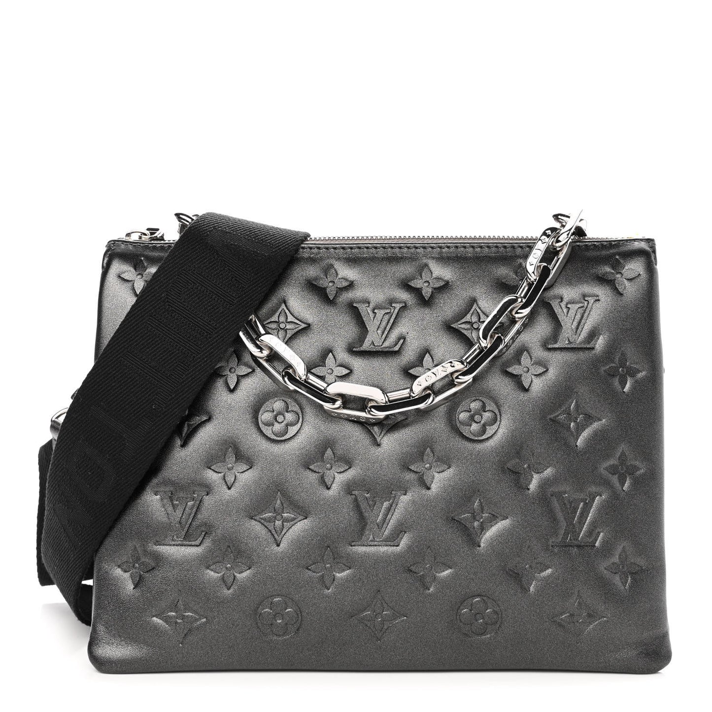 Lambskin Embossed Monogram Coussin PM Anthracite