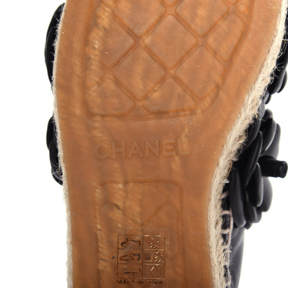 Chanel Lambskin Camellia CC Espadrilles 37 Black 7 of 9