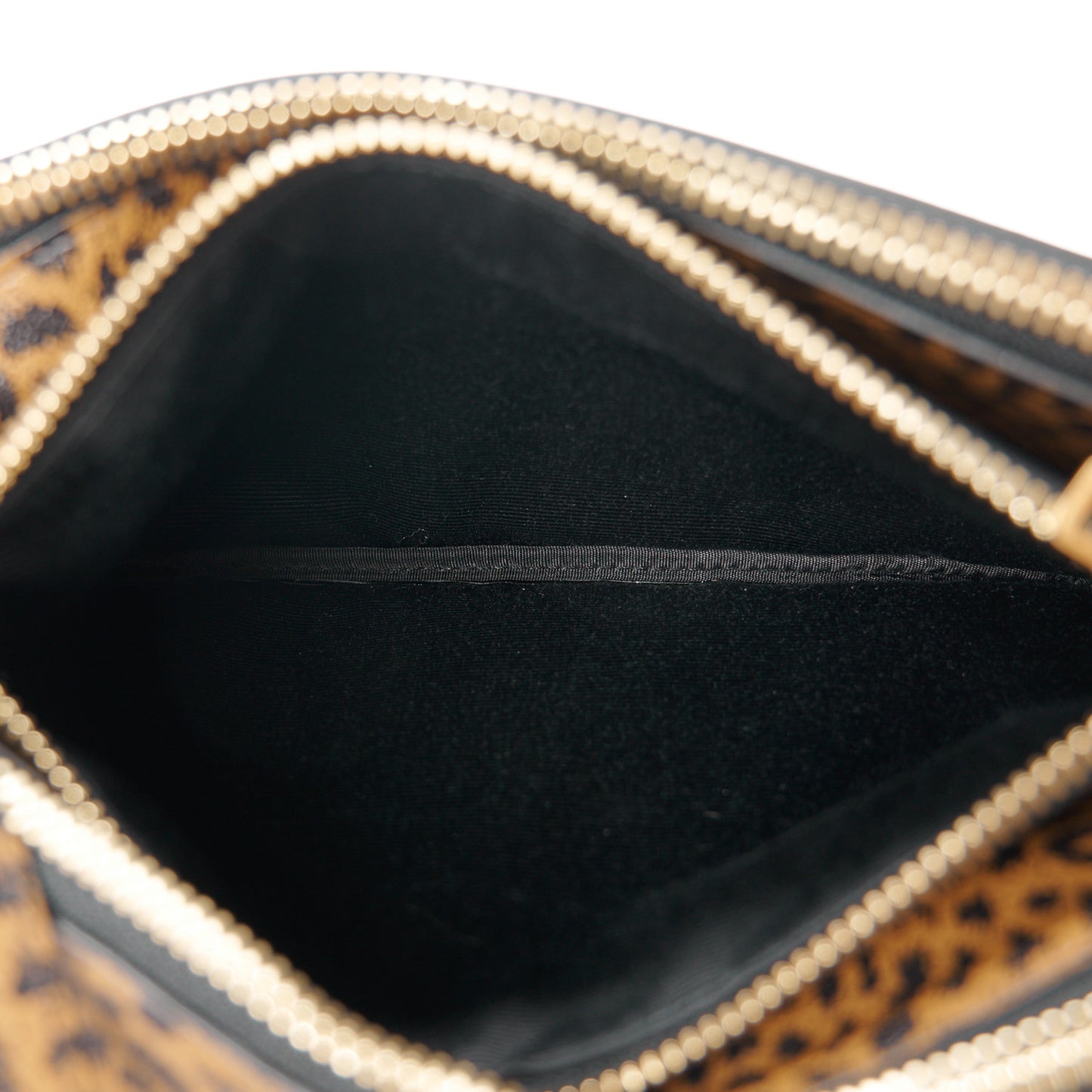 Goatskin Leopard Printed Small Trio Crossbody Bag Brown Black