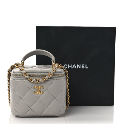 Chanel Lambskin Quilted Top Handle Mini Vanity Case With Chain Grey 10 of 10