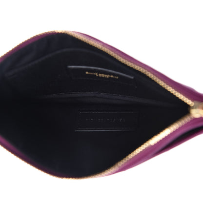 Saint Laurent Grain De Poudre Chevron Monogram Bill Pouch Dark Grape 5 of 8