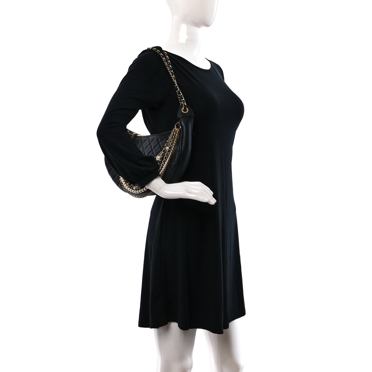 Lambskin Quilted All About Chains Hobo Black