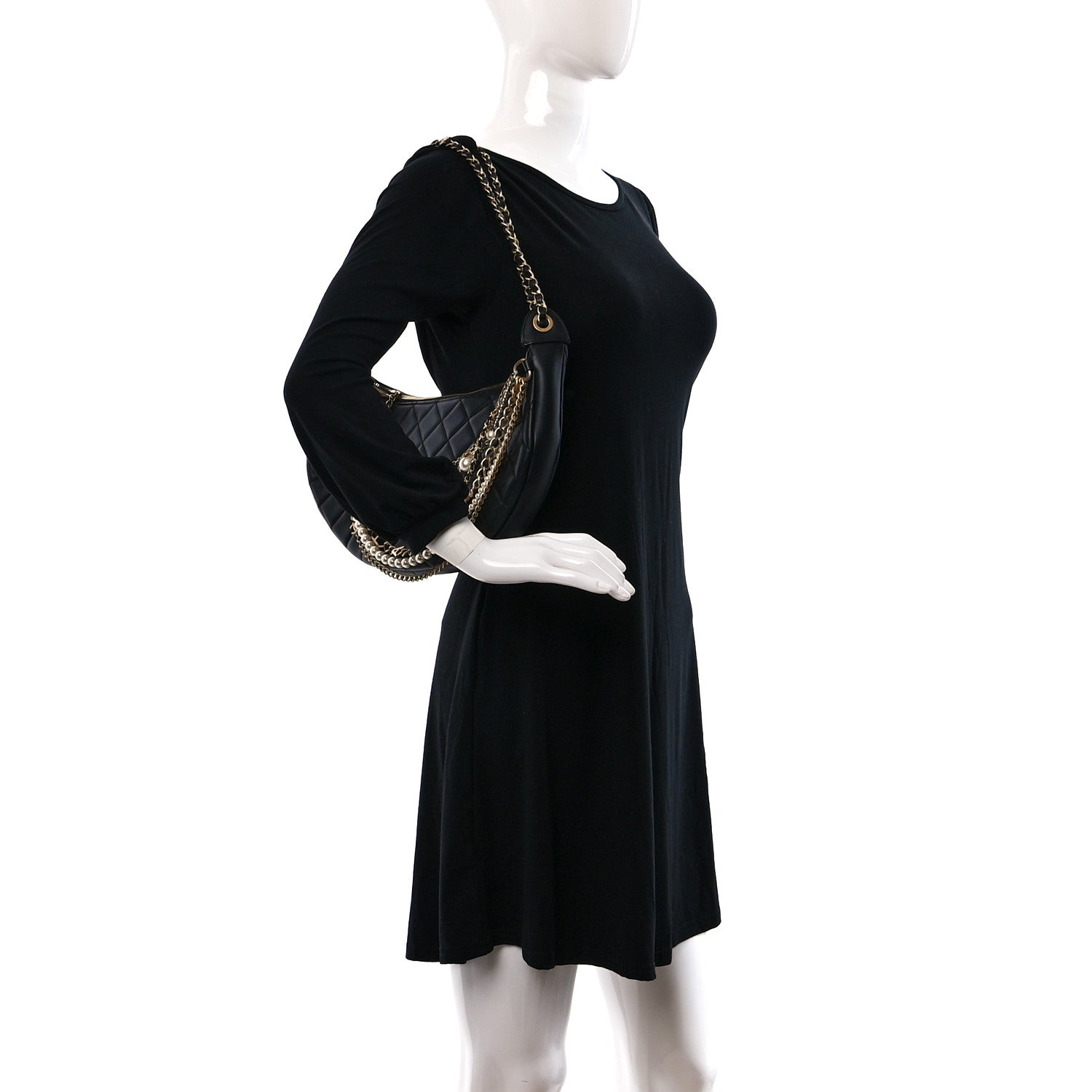 Chanel Lambskin Quilted All About Chains Hobo Black 2 of 10