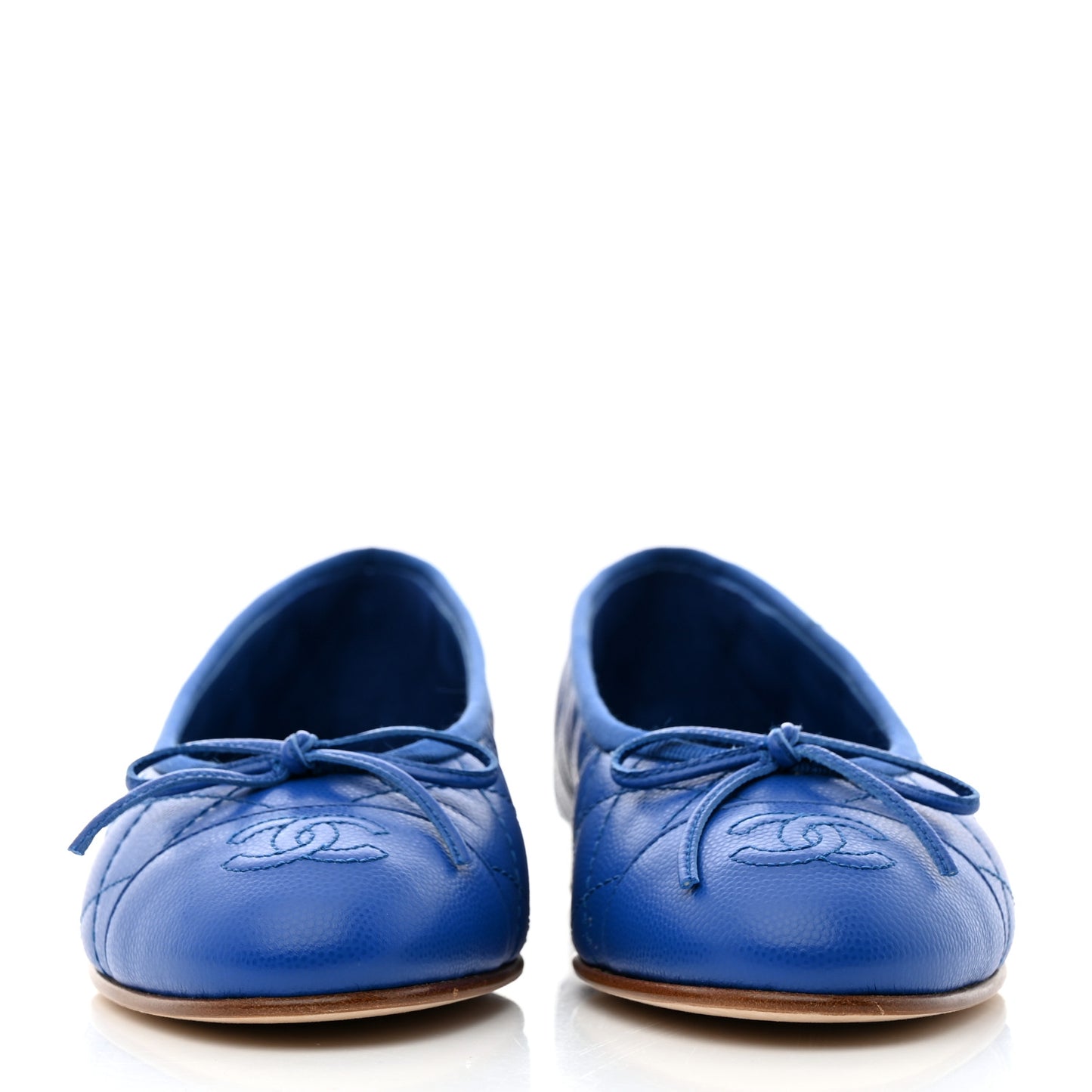 Caviar Quilted CC Cap Toe Ballerina Flats 36.5 Bright Blue