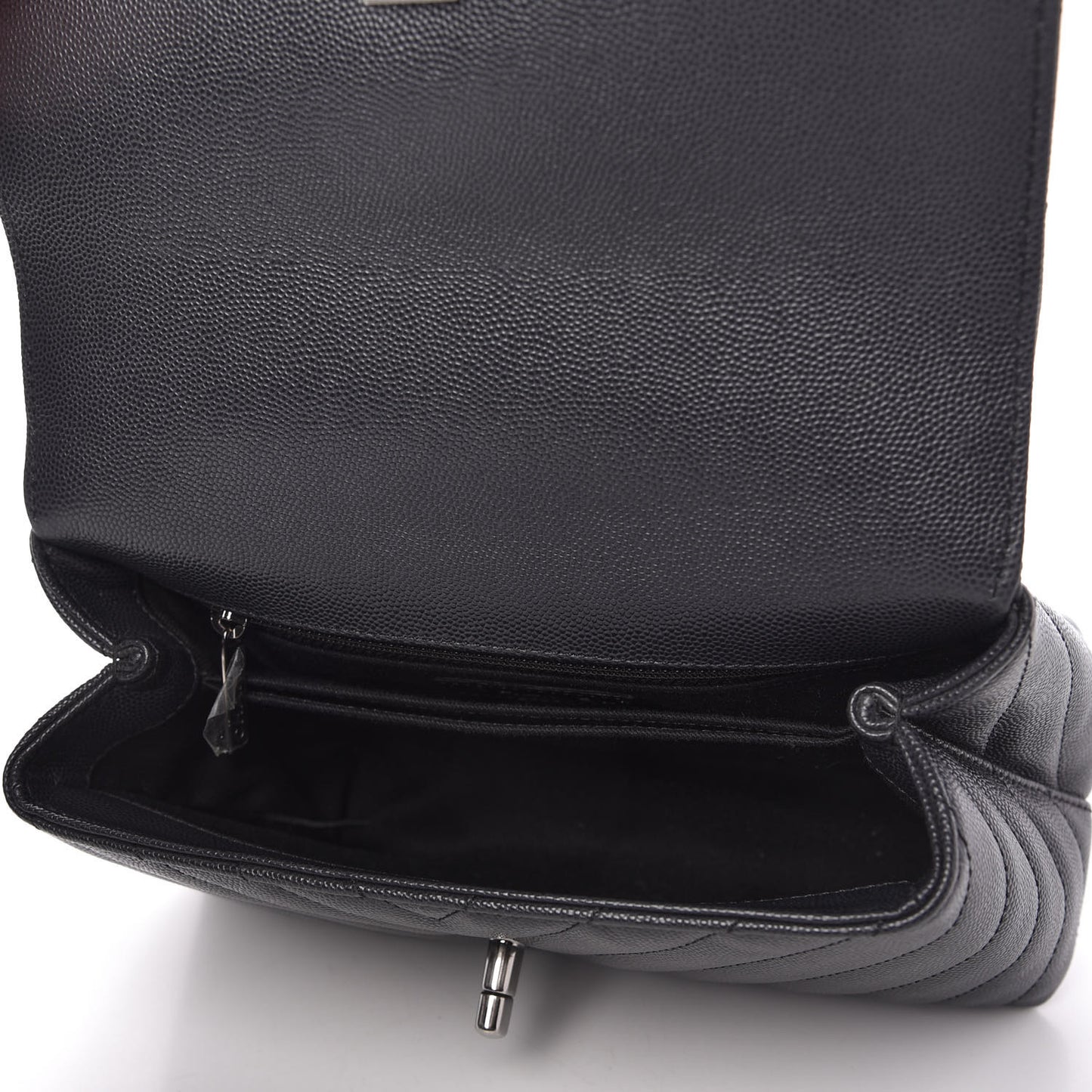 Caviar Chevron Quilted Mini Coco Handle Flap Dark Grey