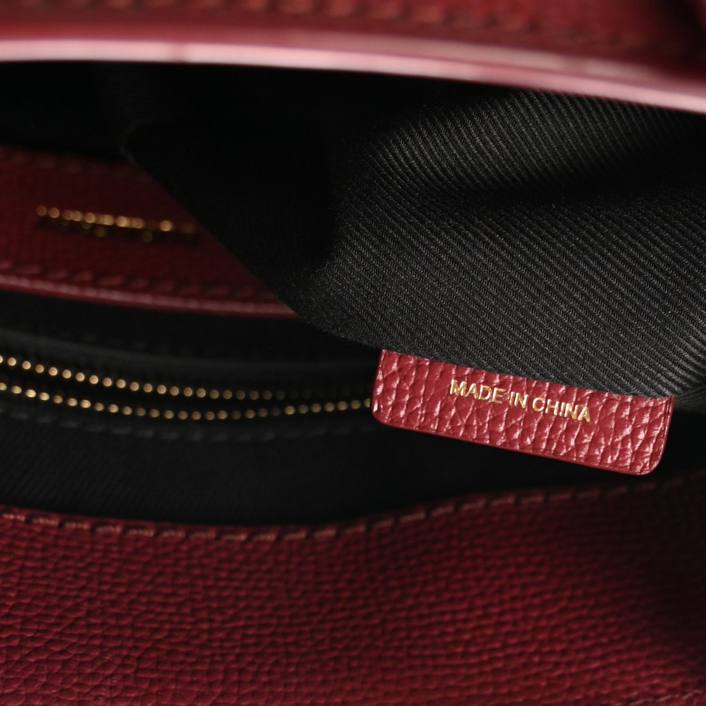 Grainy Calfskin House Check Small Banner Tote Crimson