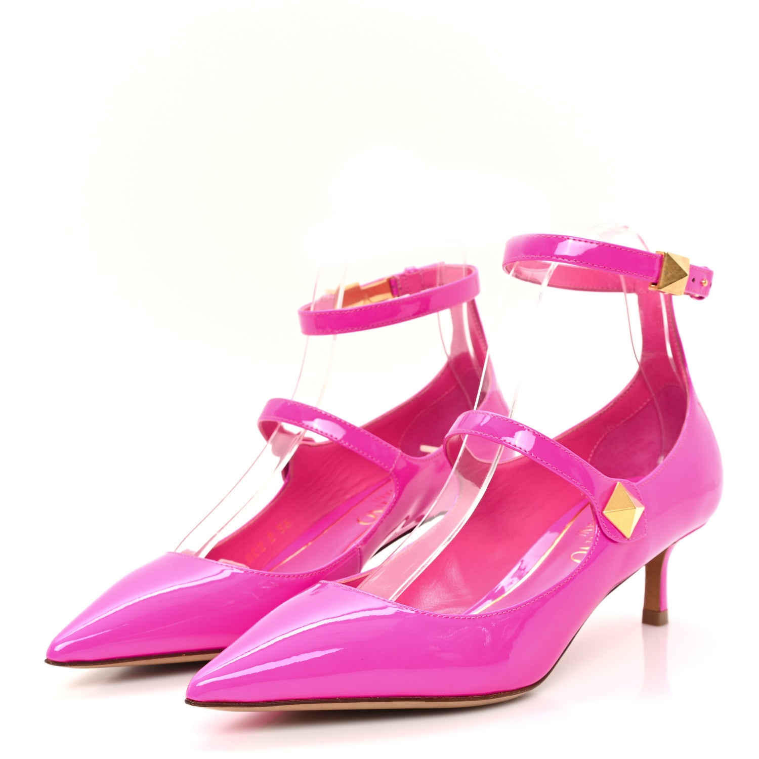 Valentino Garavani Patent Roman Stud Ankle Strap 50mm Pumps 36 Pink PP 4 of 10