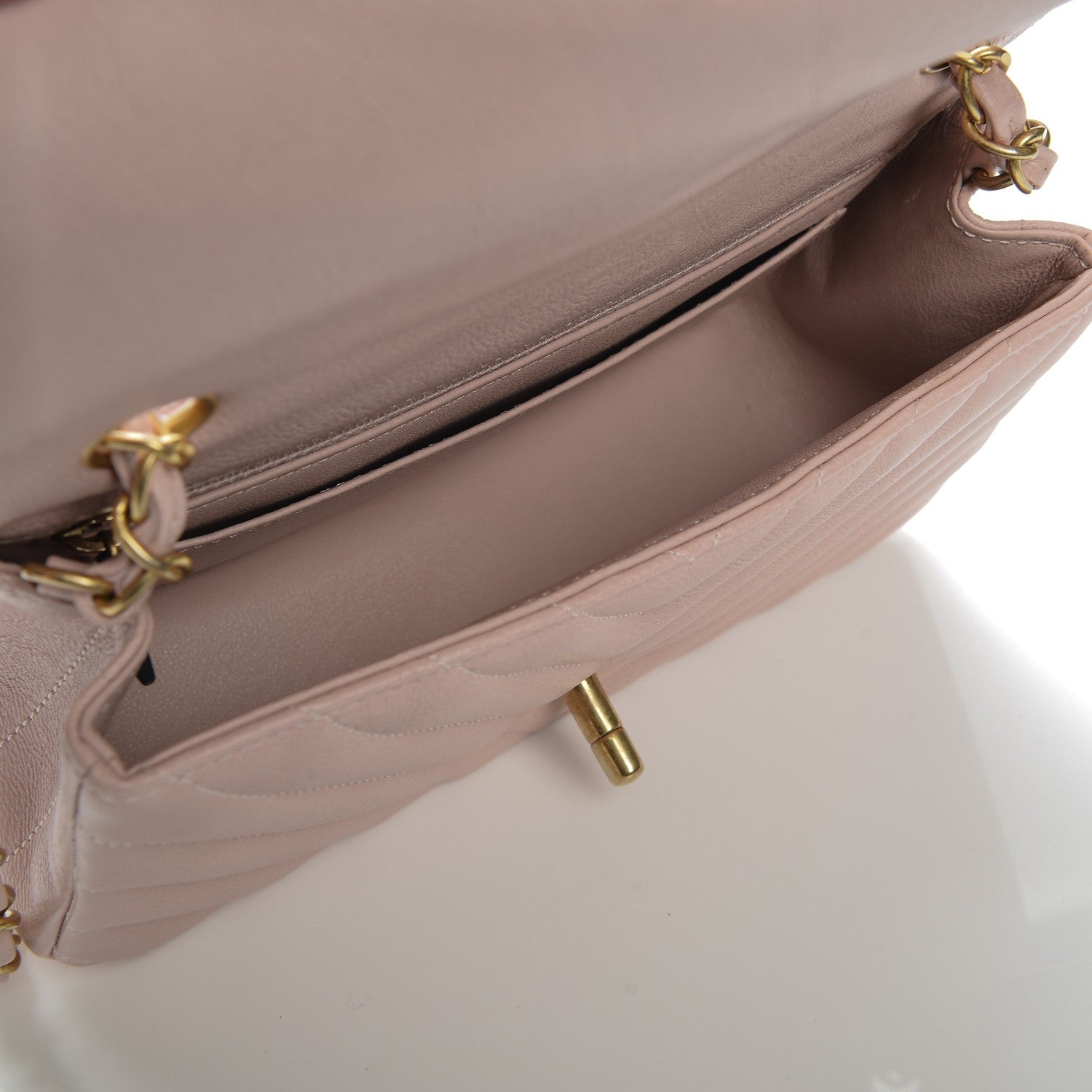 Chanel Calfskin Chevron Quilted Mini Rectangular Flap Light Pink 5 of 7