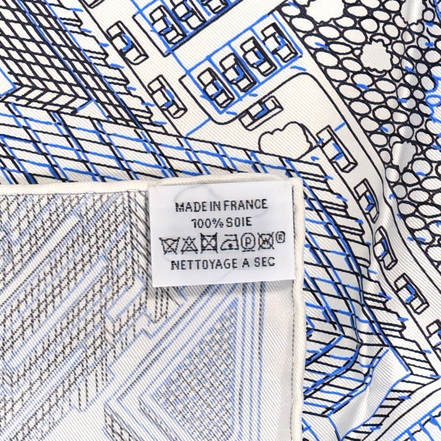 Hermes Silk Pantin City Scarf 90 White Black Bleu 3 of 3