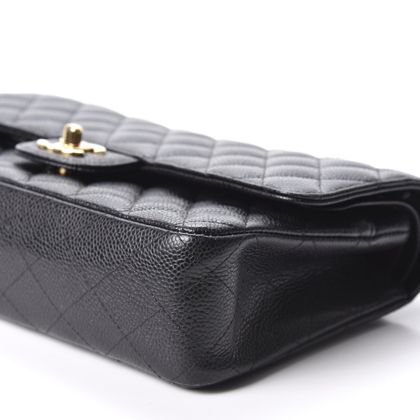 Caviar Quilted Medium Double Flap Black