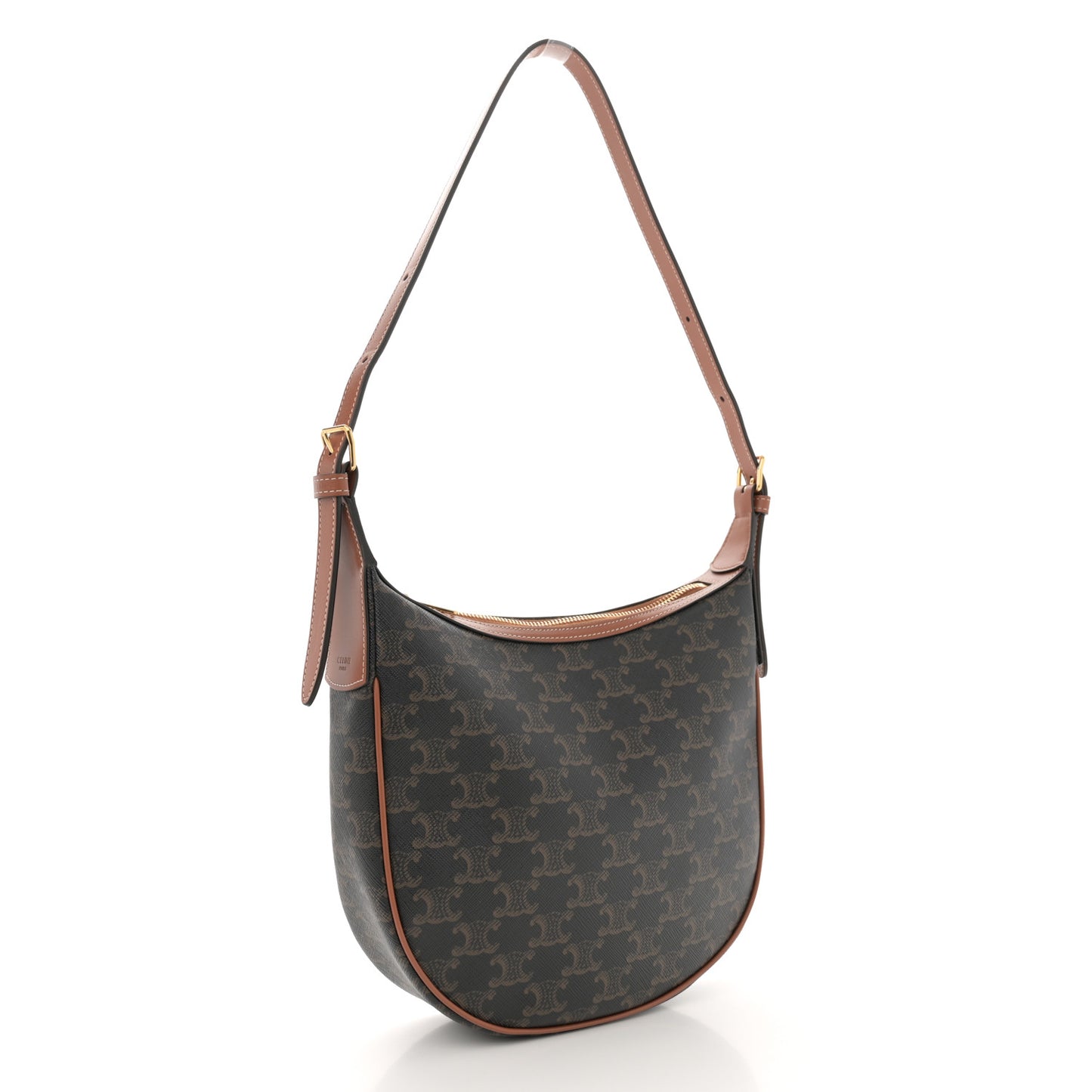 Calfskin Triomphe Canvas Small Heloise Shoulder Bag Tan