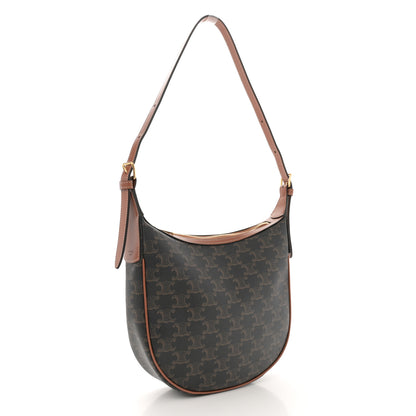 Celine Calfskin Triomphe Canvas Small Heloise Shoulder Bag Tan 3 of 11