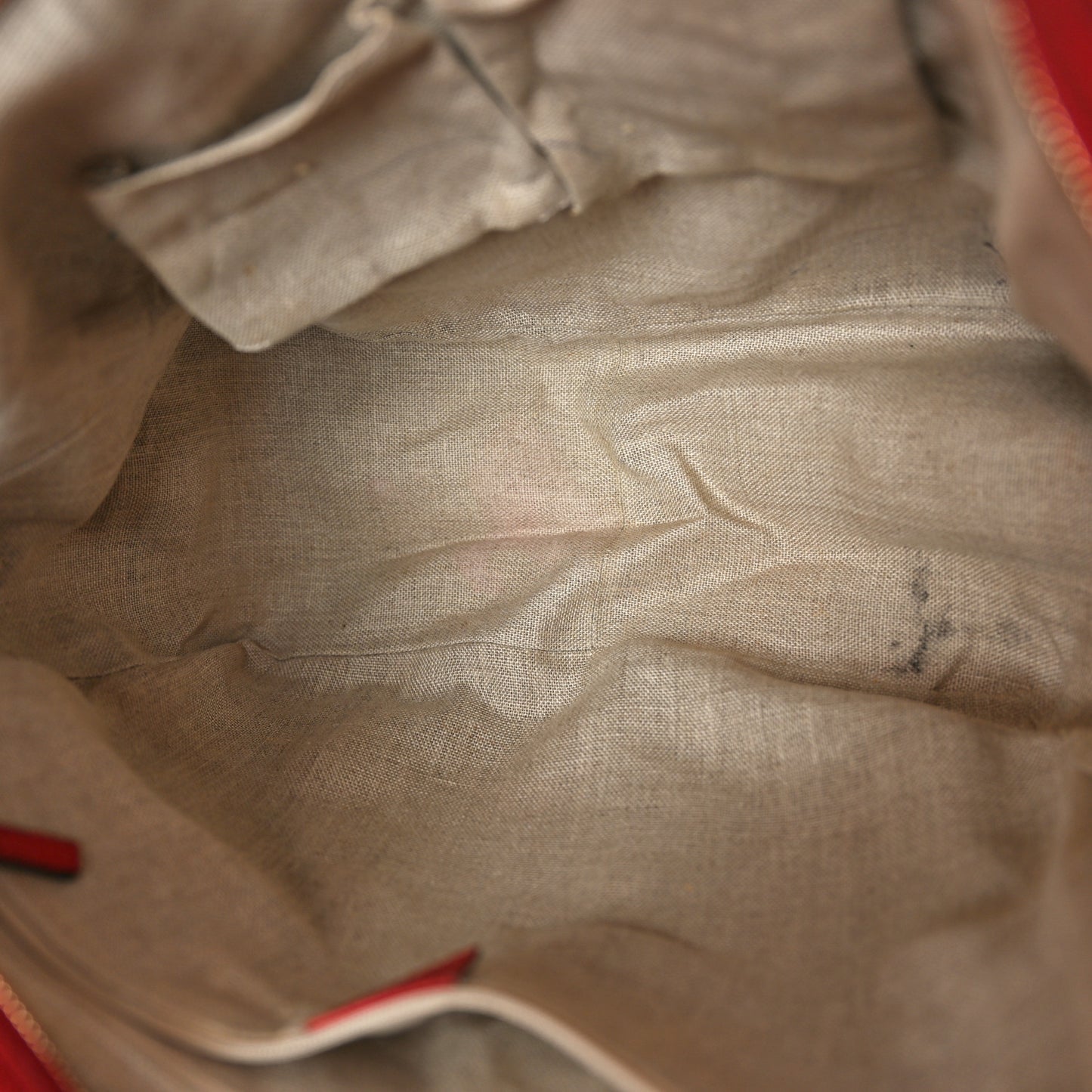 Monogram Bree Zippered Tote Beige Red