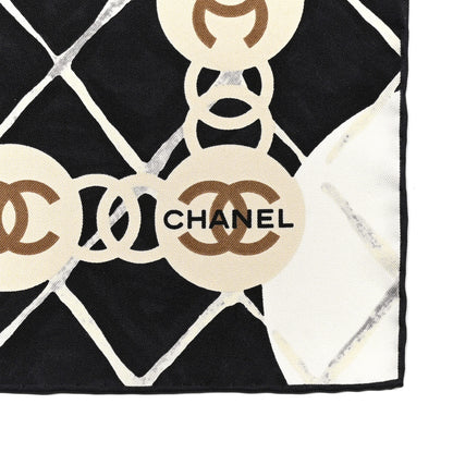 Chanel Silk Camellia CC Square Scarf Black 2 of 4